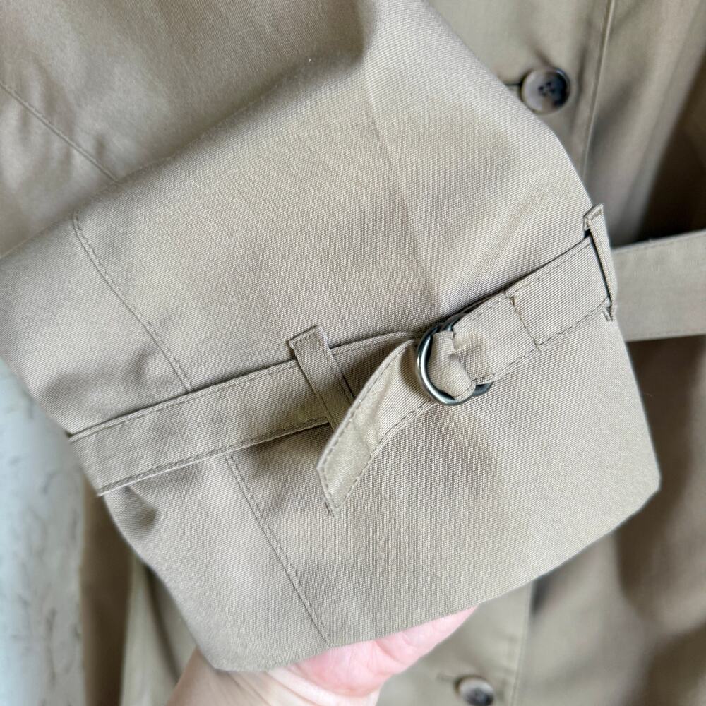 Vintage London Fog Trench Coat Tan Belted Classic Double Breasted Coat Size 18 - Picture 3 of 9